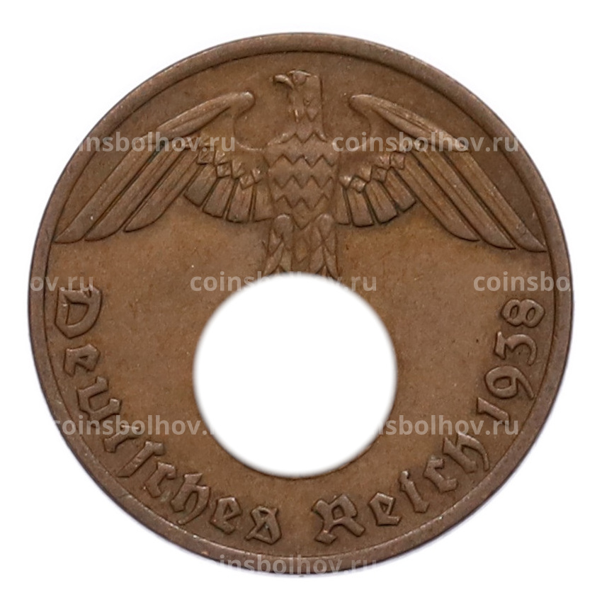 Монета 1 рейхспфенниг 1938 года A Германия