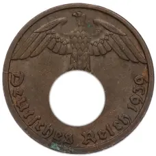 Монета 1 рейхспфенниг 1939 года D Германия (аверс)