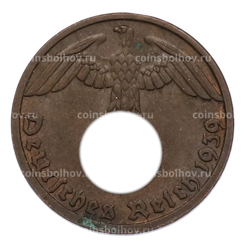 Монета 1 рейхспфенниг 1939 года D Германия