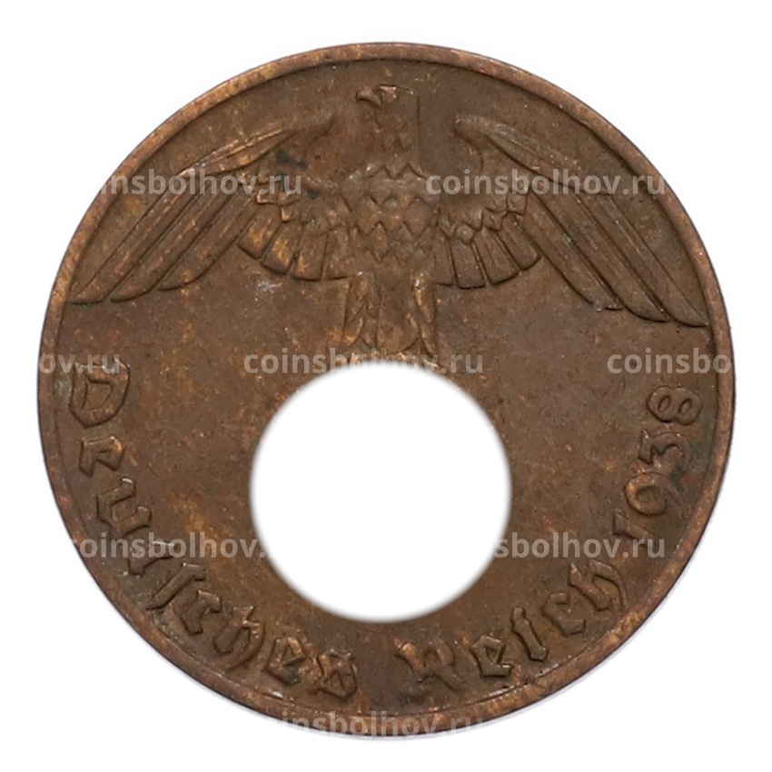Монета 1 рейхспфенниг 1938 года J Германия