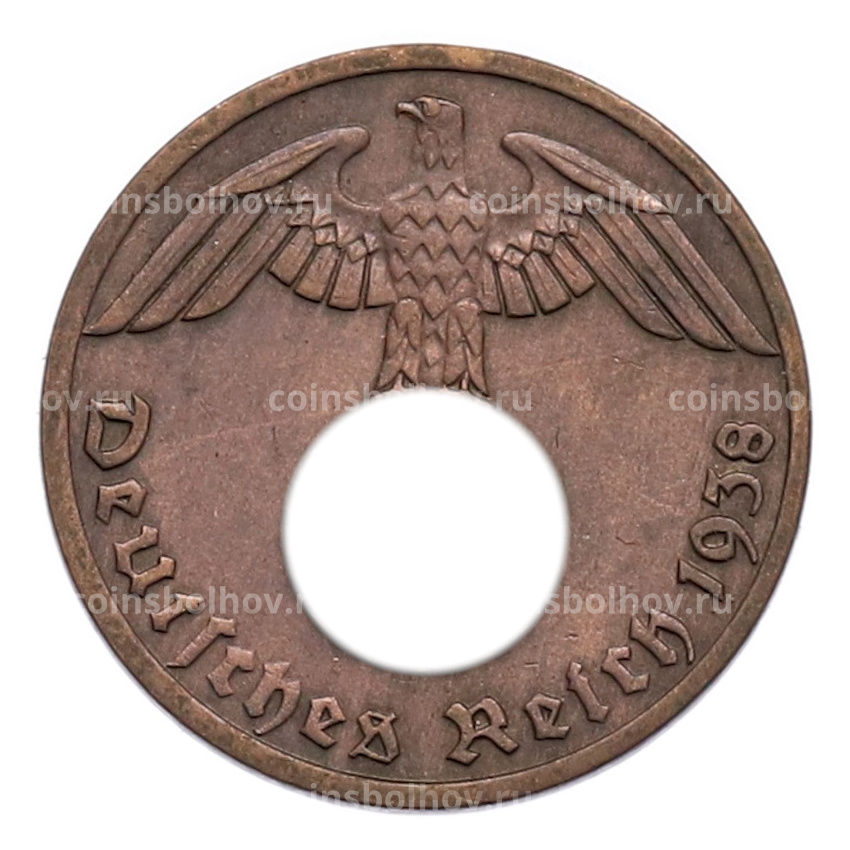 Монета 1 рейхспфенниг 1938 года A Германия