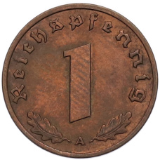 Монета 1 рейхспфенниг 1939 года A Германия (реверс)