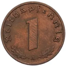 Монета 1 рейхспфенниг 1939 года A Германия (реверс)