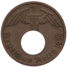 Монета 1 рейхспфенниг 1939 года D Германия (аверс)