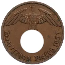 Монета 1 рейхспфенниг 1937 года F Германия (аверс)