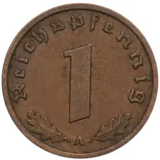 Монета 1 рейхспфенниг 1939 года A Германия (реверс)