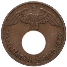 Монета 1 рейхспфенниг 1939 года D Германия (аверс)