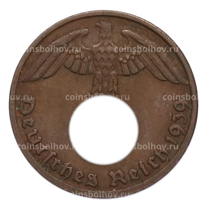 Монета 1 рейхспфенниг 1939 года D Германия