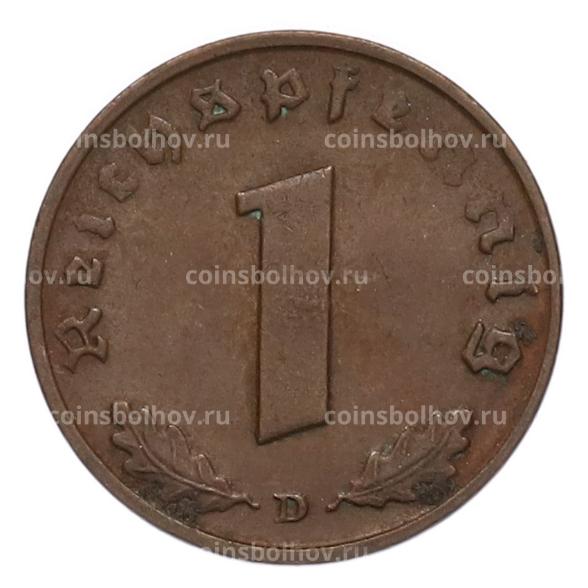 Монета 1 рейхспфенниг 1939 года D Германия (вид 2)
