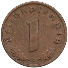 Монета 1 рейхспфенниг 1937 года A Германия (реверс)