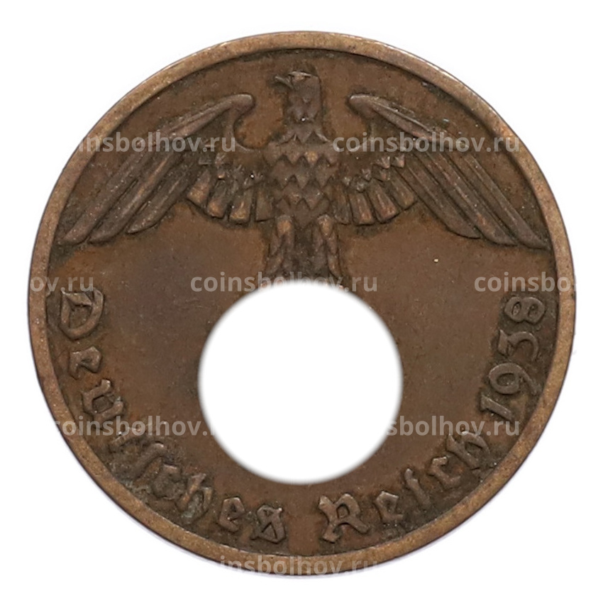 Монета 1 рейхспфенниг 1938 года A Германия