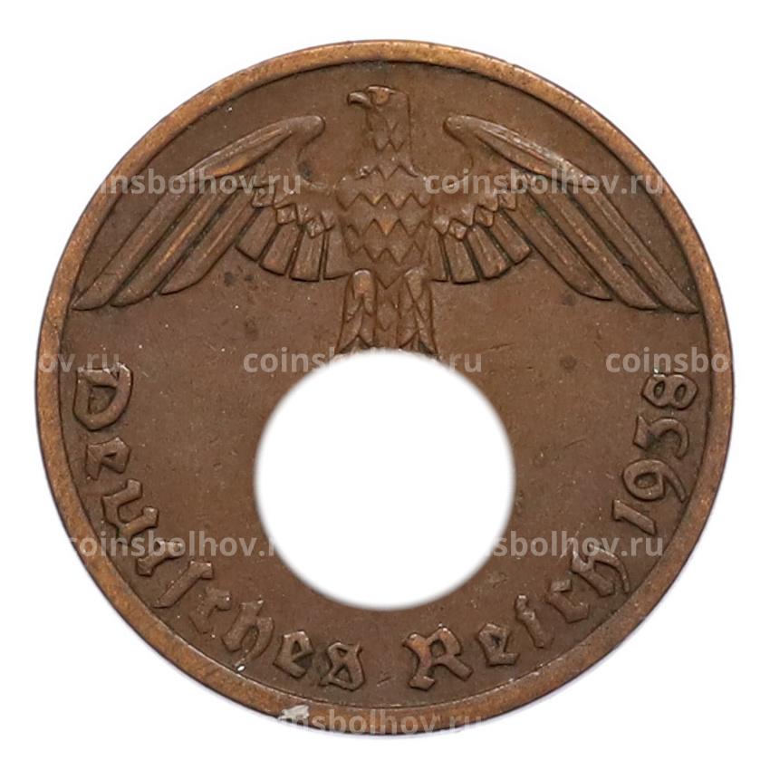 Монета 1 рейхспфенниг 1938 года A Германия