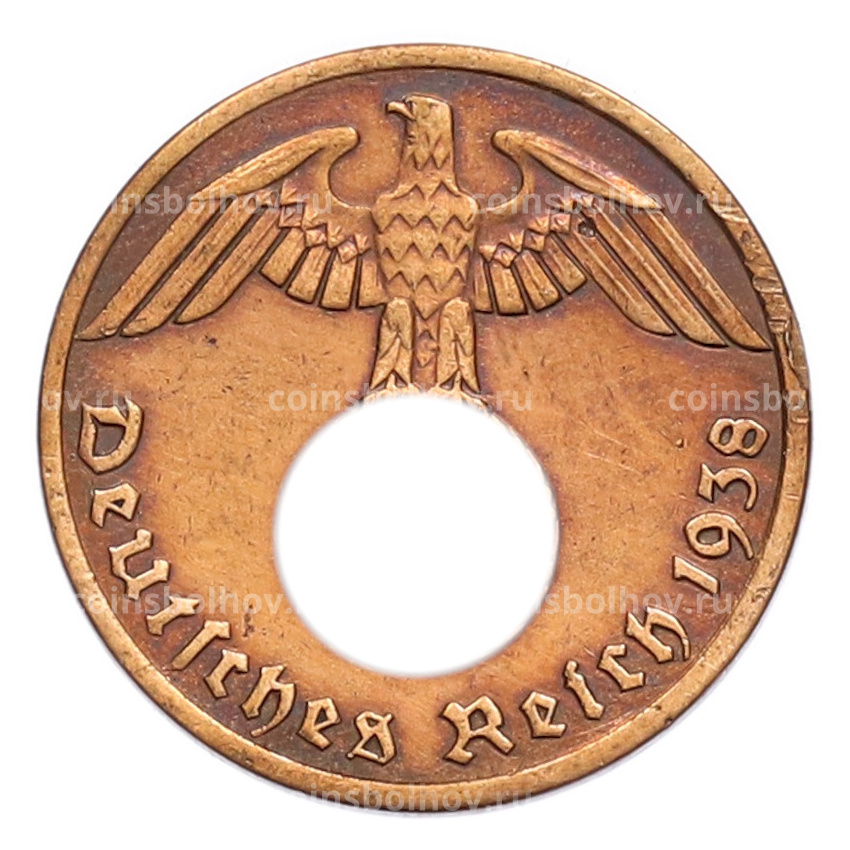 Монета 1 рейхспфенниг 1938 года A Германия