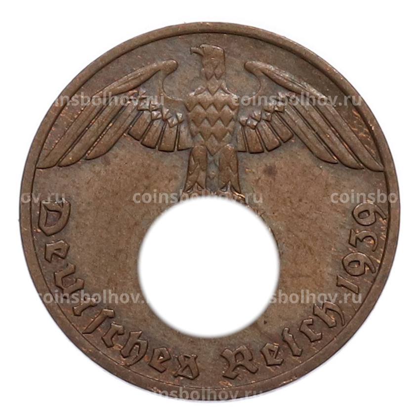 Монета 1 рейхспфенниг 1939 года F Германия