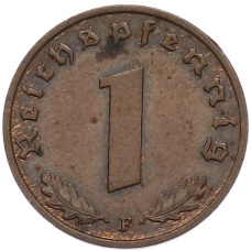 Монета 1 рейхспфенниг 1939 года F Германия (реверс)