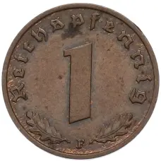 Монета 1 рейхспфенниг 1939 года F Германия (реверс)