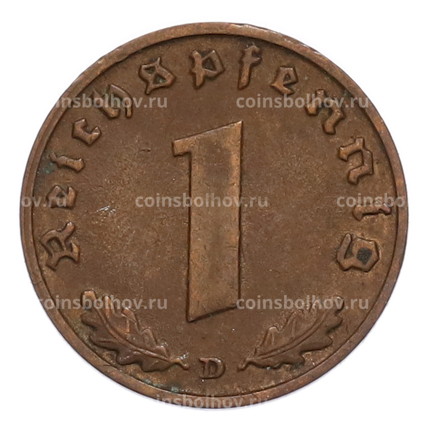 Монета 1 рейхспфенниг 1938 года D Германия (вид 2)