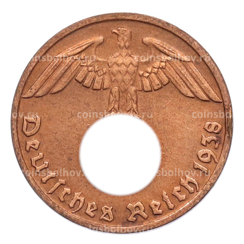Монета 1 рейхспфенниг 1938 года D Германия