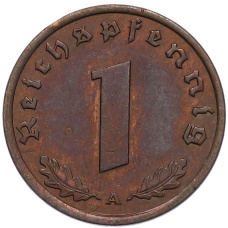 Монета 1 рейхспфенниг 1940 года A Германия (реверс)