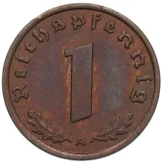 Монета 1 рейхспфенниг 1940 года A Германия (реверс)