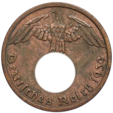 Монета 1 рейхспфенниг 1939 года A Германия (аверс)