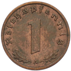 Монета 1 рейхспфенниг 1939 года A Германия (реверс)