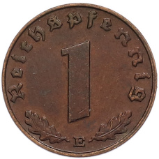 Монета 1 рейхспфенниг 1938 года E Германия (реверс)