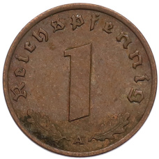 Монета 1 рейхспфенниг 1939 года A Германия (реверс)