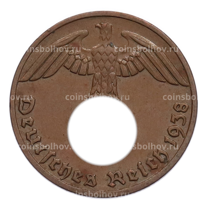 Монета 1 рейхспфенниг 1938 года E Германия