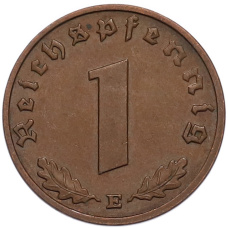 Монета 1 рейхспфенниг 1938 года E Германия (реверс)