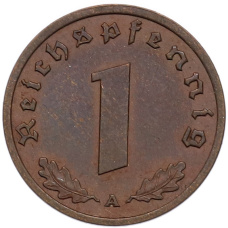 Монета 1 рейхспфенниг 1939 года A Германия (реверс)