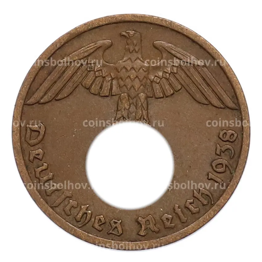 Монета 1 рейхспфенниг 1938 года A Германия