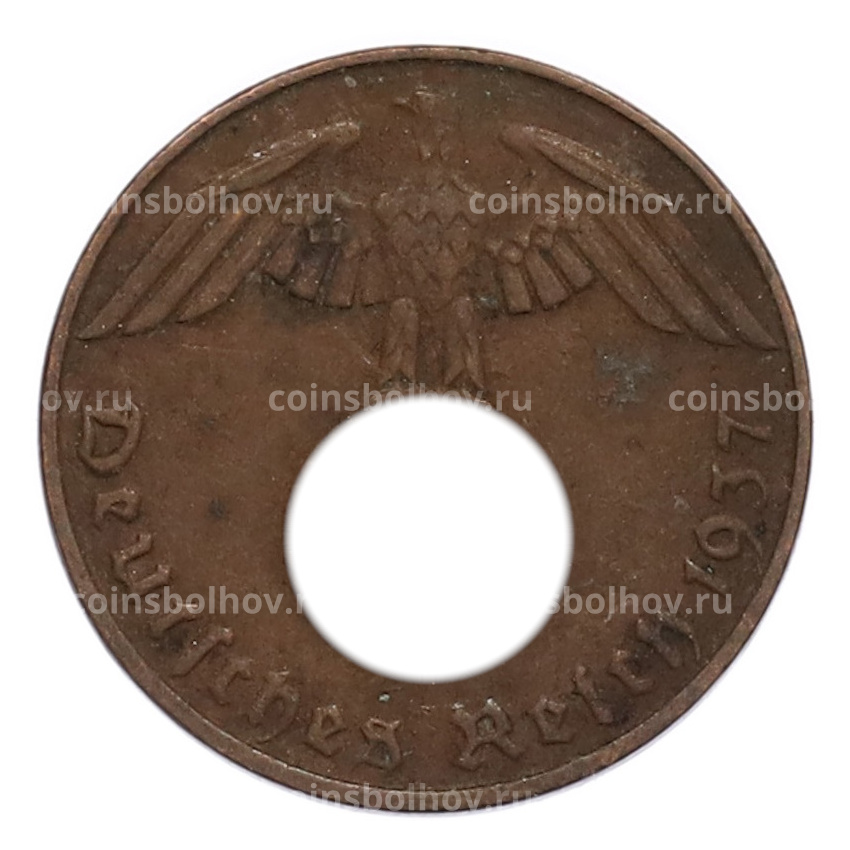 Монета 1 рейхспфенниг 1937 года D Германия