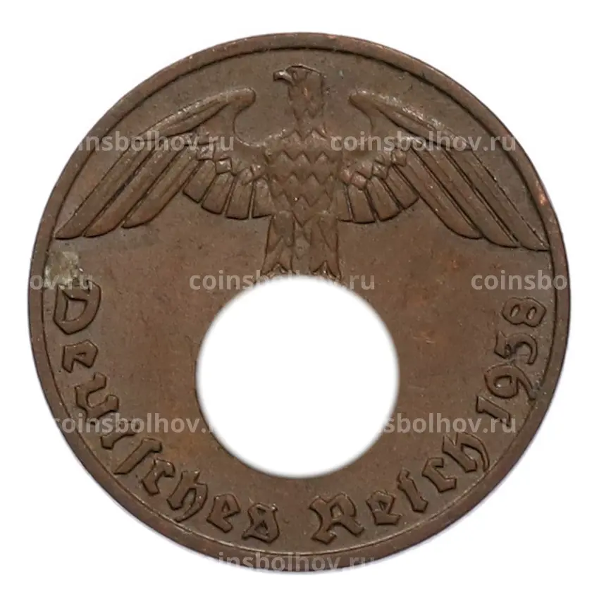 Монета 1 рейхспфенниг 1938 года J Германия