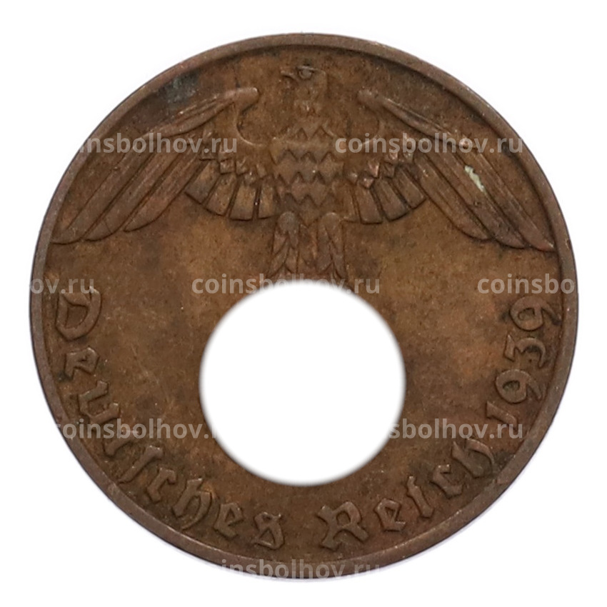 Монета 1 рейхспфенниг 1939 года J Германия