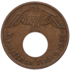 Монета 1 рейхспфенниг 1939 года A Германия (аверс)