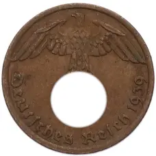Монета 1 рейхспфенниг 1939 года A Германия (аверс)