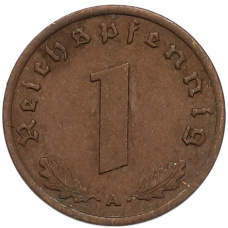 Монета 1 рейхспфенниг 1939 года A Германия (реверс)