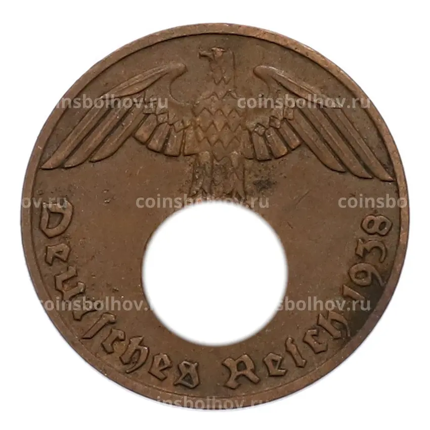 Монета 1 рейхспфенниг 1938 года J Германия