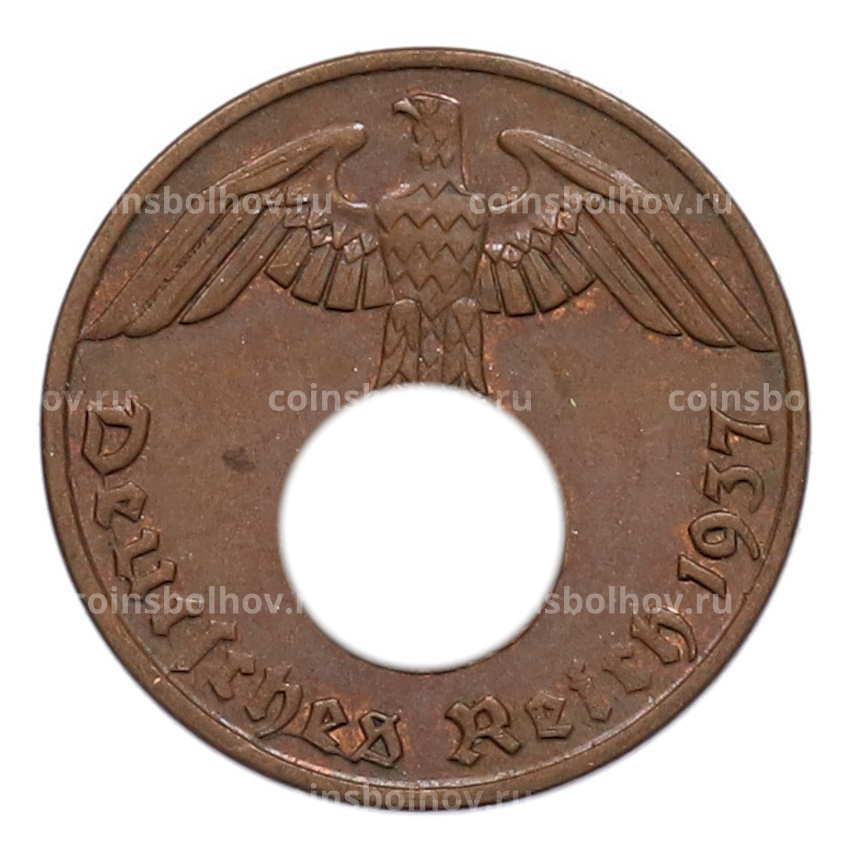 Монета 1 рейхспфенниг 1937 года A Германия