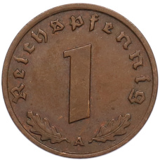 Монета 1 рейхспфенниг 1937 года A Германия (реверс)