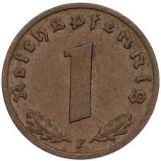 Монета 1 рейхспфенниг 1937 года F Германия (реверс)