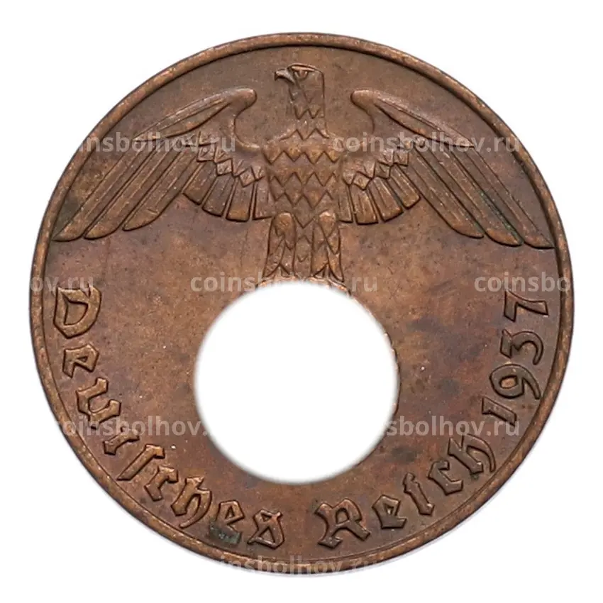 Монета 1 рейхспфенниг 1937 года J Германия