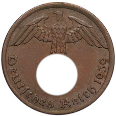 Монета 1 рейхспфенниг 1939 года A Германия (аверс)