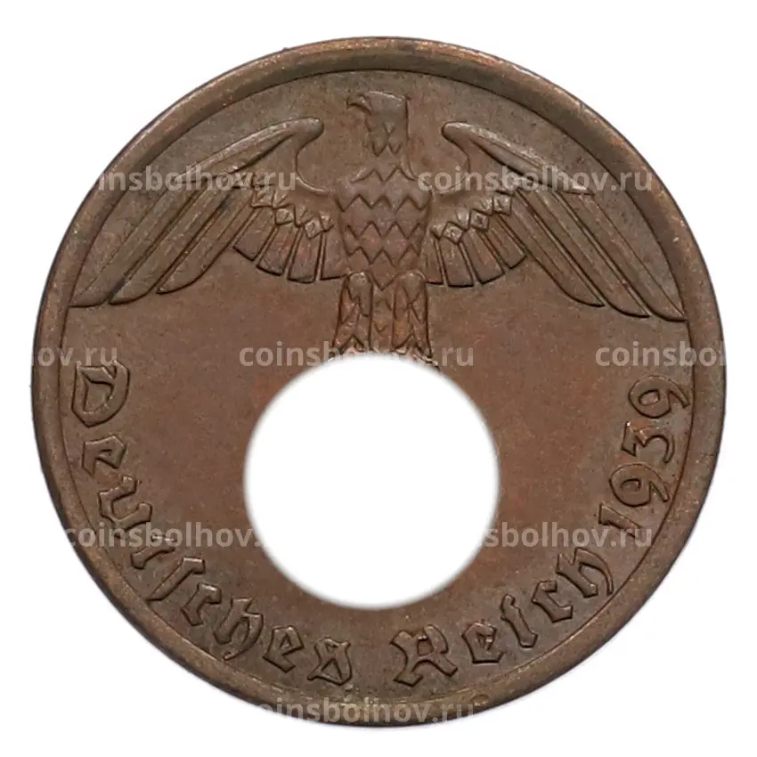 Монета 1 рейхспфенниг 1939 года A Германия