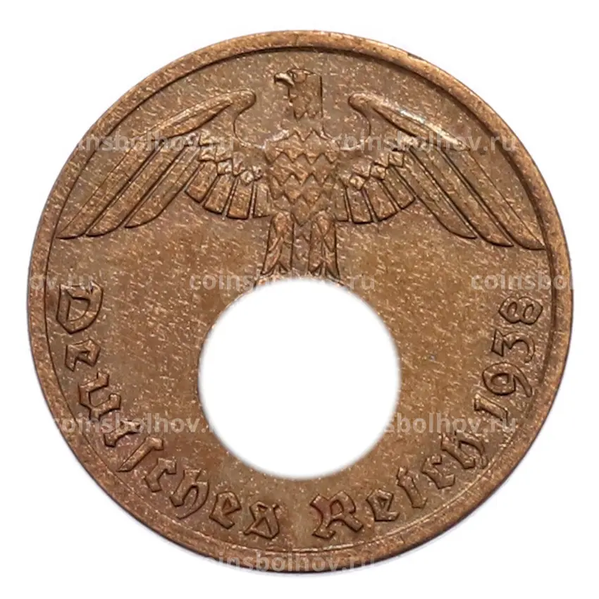 Монета 1 рейхспфенниг 1938 года A Германия
