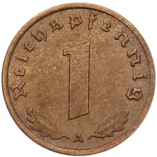 Монета 1 рейхспфенниг 1938 года A Германия (реверс)