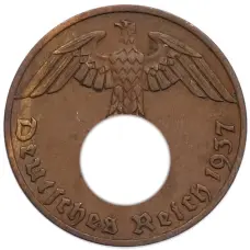 Монета 1 рейхспфенниг 1937 года A Германия (аверс)