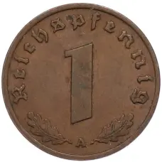 Монета 1 рейхспфенниг 1937 года A Германия (реверс)