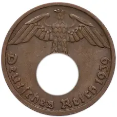 Монета 1 рейхспфенниг 1939 года D Германия (аверс)